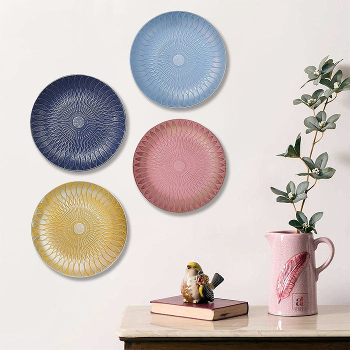Multi Color Set of 4 MDF Decorative Wall Plates,Wall Decor Plates for Home & Office Decoration -Size-7.5x7.5 Inches