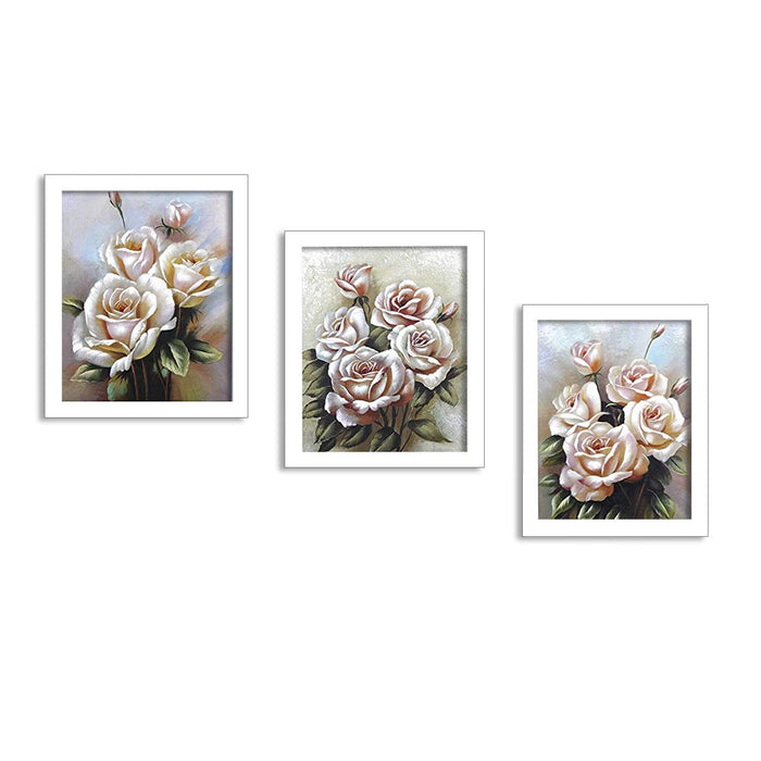 Rose Set Of 3 White Framed Art Prints Size - 8 x 10 Inch