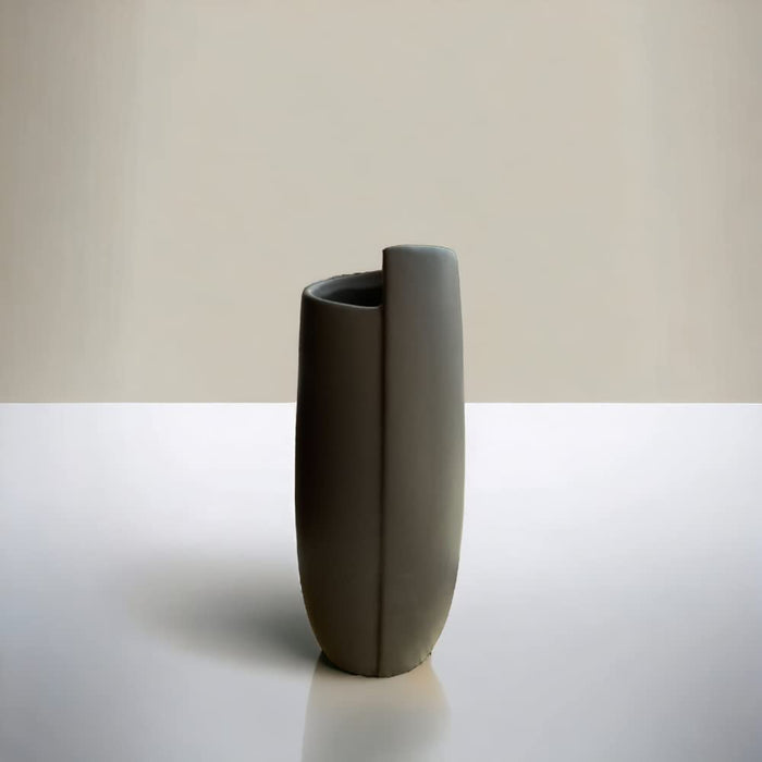 Art Street Ceramic Flower Vase for Living Room Flower Vases for Centerpieces & Tables (Grey, 5x12 Inch)