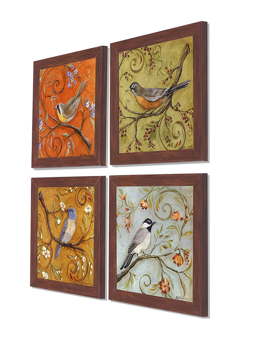 Set Of 4 Jordan Bird's Framed Art Prints For Home & Office Decor Size-9" x 9" inch