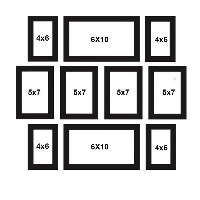 Set Of 10 Black Wall Photo Frame, For Home Decor ( Size 4x6, 5x7, 6x10 inches )