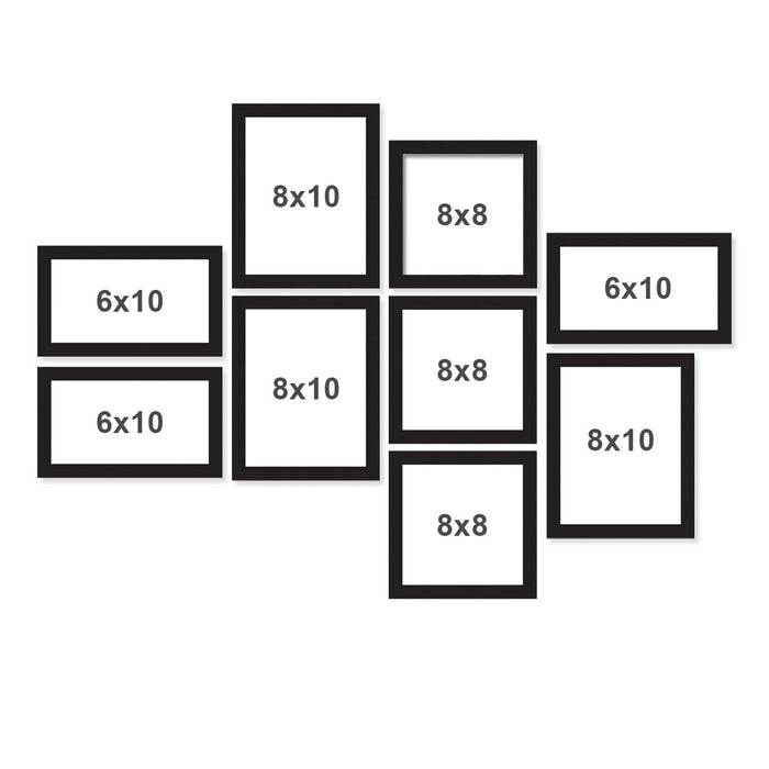 Set of 9 Individual Wall Photo Frame, For Home Decor ( Size- 6x10, 8x8, 8x10 inches )