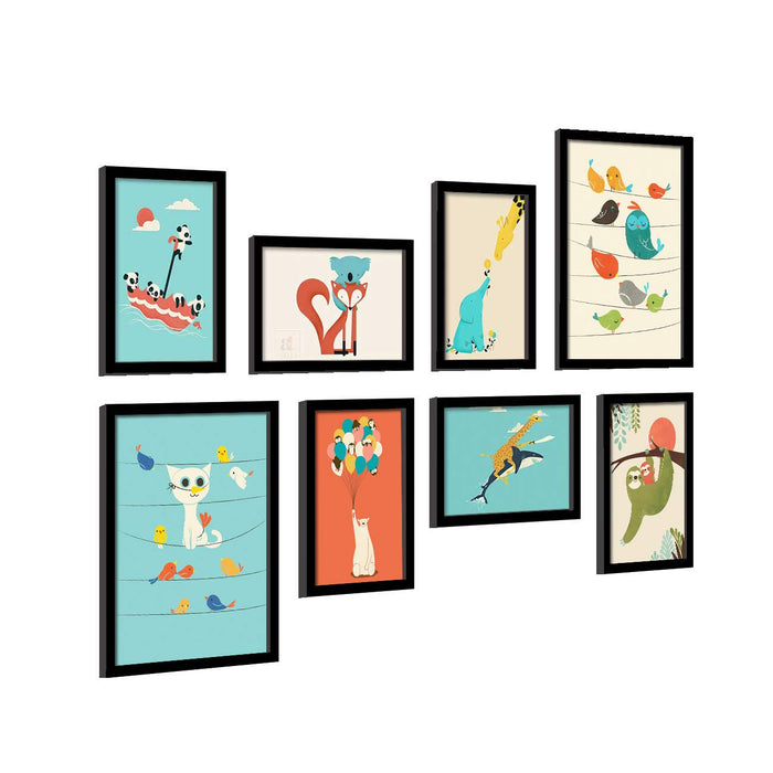 Set Of 8 Framed Poster Art Print -Kids Room Theme -Art Print For Kids Room, Art Print For Living Room
