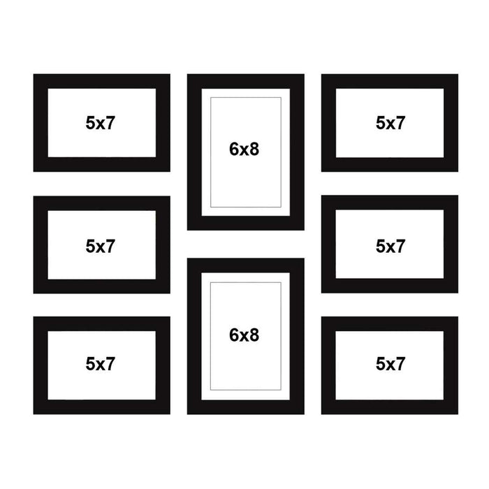 Set Of 8 Black Wall Photo Frame, For Home & Office Decor ( Size 5x7, 6x8 inches )
