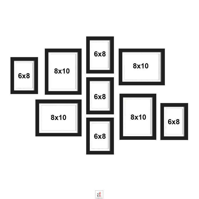 Set Of 9 Individual Wall Photo Frame, For Home & Office Decor ( Size 6x8, 8x10 inches )