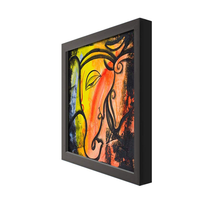 Shri Ganesh Framed Painting, 1 Framed Art Print For Wall Decor Size - 13 x 13 Inch