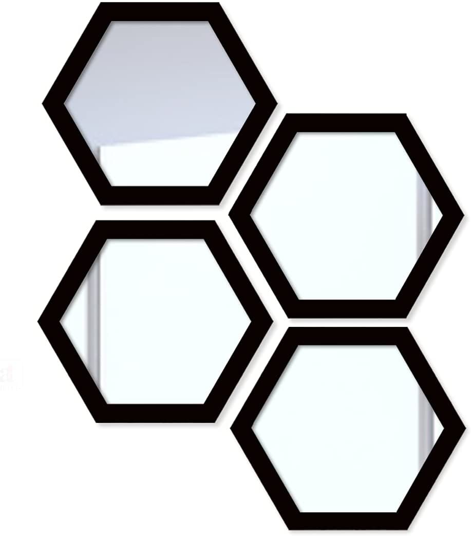 Decorative Wall Mirror Set of 4 Hexagon Wall Mirror for Wall ,Home Dec