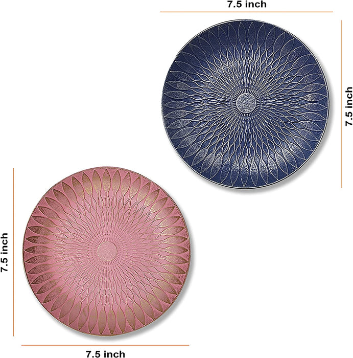 Blue & Pink Set of 2 MDF Decorative Wall Plates,Wall Decor Plates for Home & Office Decoration -Size-7.5x7.5 Inches