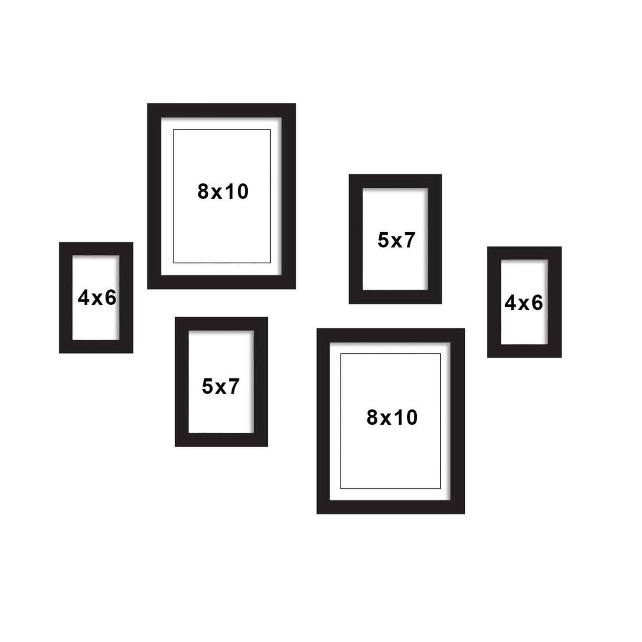 Set Of 6 Individual Wall Photo Frame, For Home Decor ( Size 4x6, 5x7 ...