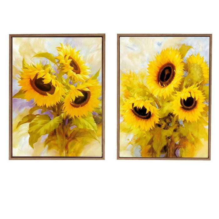 Yellow Sunflower Theme Framed Canvas Art Print, For Home & Office Decor