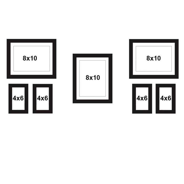 Set Of 7 Black Wall Photo Frame, For Home Decor ( Size 4x6, 8x10 inches )