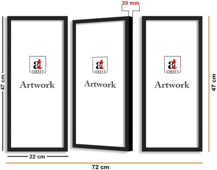 Floral Art Framed Painting / Posters for Room Decoration , Set of 3 Black Frame Art Prints / Posters for Living Room