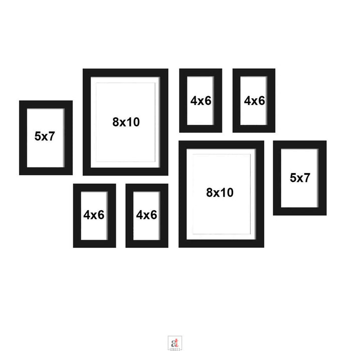 Set Of 8 Individual Black Wall Photo Frame, For Home & Office Decor ( Size 4x6, 5x7, 8x10 inches )