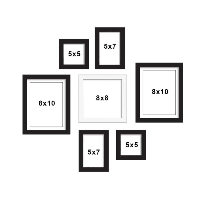 Set Of 7 Individual Wall Photo Frame, For Home Decor ( Size 5x5, 5x7, 8x8, 8x10 inches )