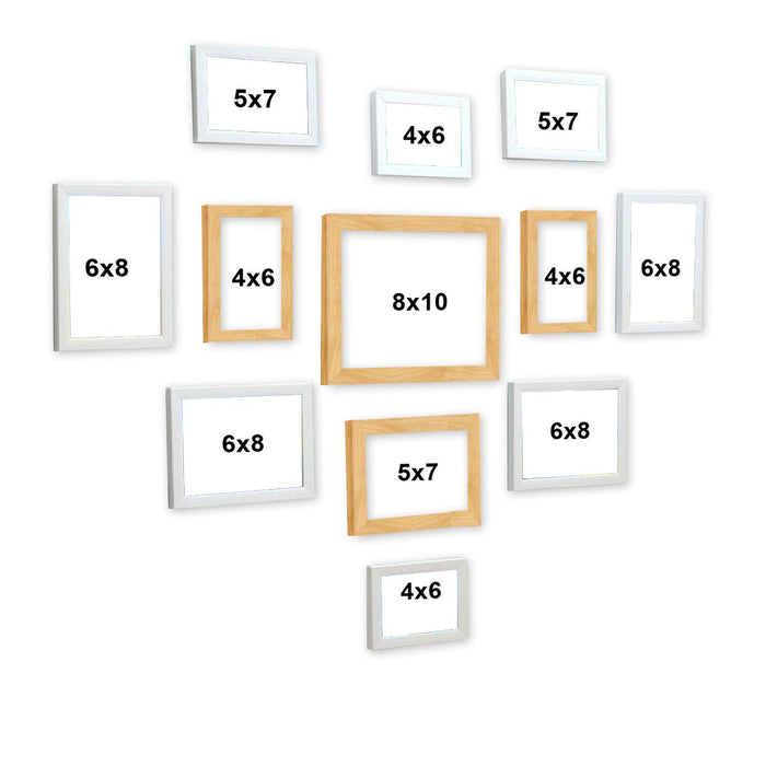 Set Of 12 Individual Wall Photo Frame, For Home Decor ( Size 4x6, 5x7, 6x8, 8x10 inches )