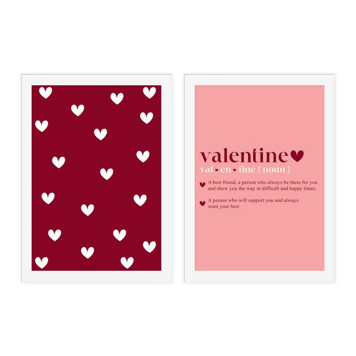 Art Street Valentine Wall Art Prints For Couples, With Valentine Noun, Paper Framed, Wall Décor (Set of 2, 8.9x12.8 Inch)