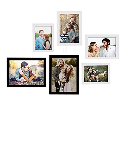 Art Street Set Of 6 Black & White Wooden Wall Photo Frame, Picture Frame For Home Decor ( Size 5x7, 6x8, 8x10 inches )