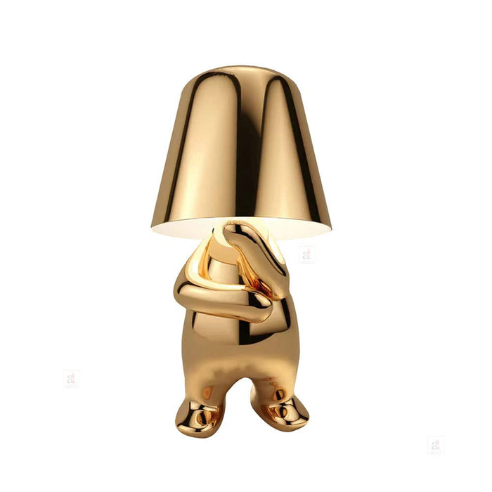 Nordic Gold Man Wireless Touch Led Lamp, Tap on Led Table Lamp for Home Decoration Gold 11 X 12 CM