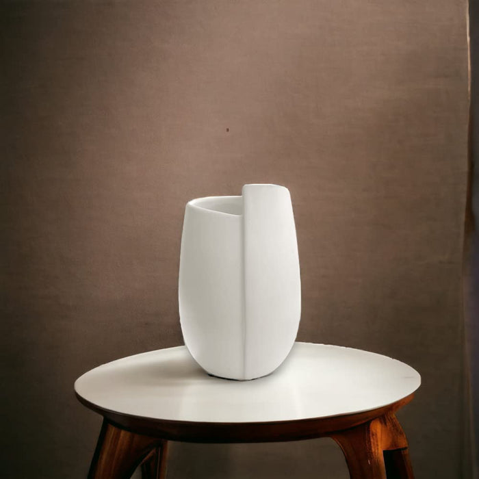 Art Street Ceramic Flower Vase for Living Room Flower Vases for Centerpieces & Tables (White, 5x8 Inch)