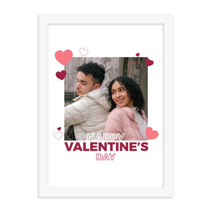 SNAP ART Valentine Wall Art Prints For Couples, With Happy Valentine's Day, Paper Framed (A4, 8.9x12.8 Inch)