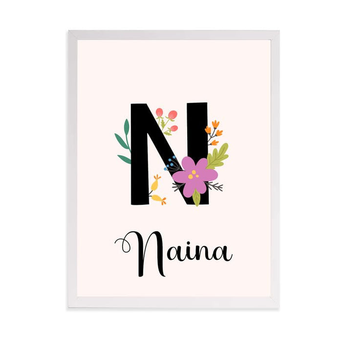 SNAP ART Personalized Customized With Name Texture Paper Framed Named Art Print Start With Alphabet (13x17 Inch)