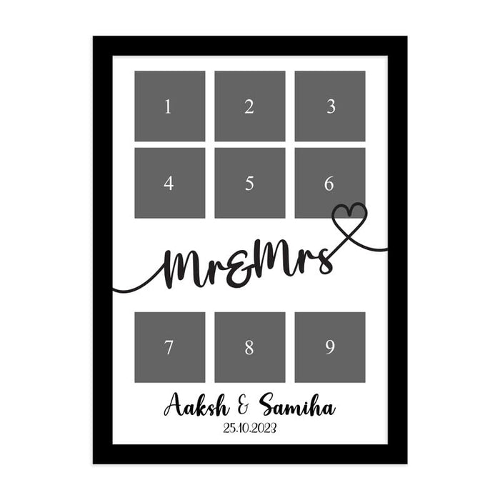 SNAP ART Personalized Mr. & Mrs. with 9 Photo Collage print Customized Gift (8.9x12.8 Inch)