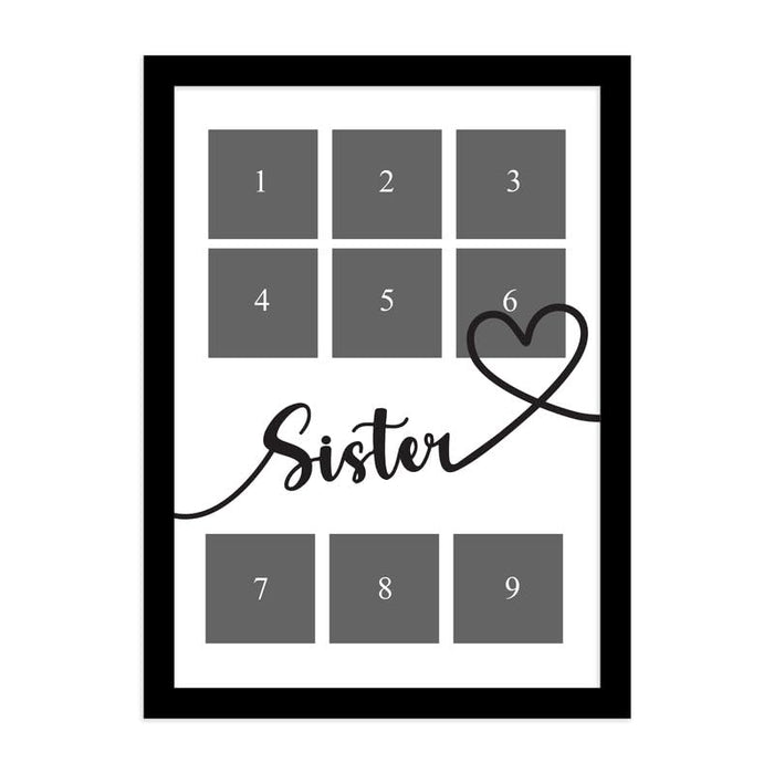SNAP ART Personalized Sister with 9 Photo Collage print Customized Gift (8.9x12.8 Inch)