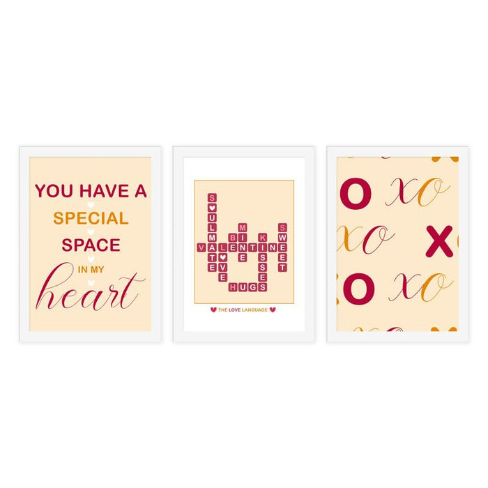 Art Street Valentine Wall Art Prints For Couples, With Soulmate Valentine, Paper Framed, Wall Décor (Set of 3, 8.9x12.8 Inch)