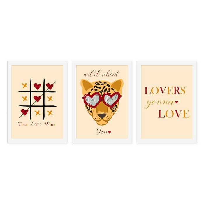 Art Street Valentine Wall Art Prints For Couples, With Lovers Gonna Love, Paper Framed, Wall Décor (Set of 3, 8.9x12.8 Inch)