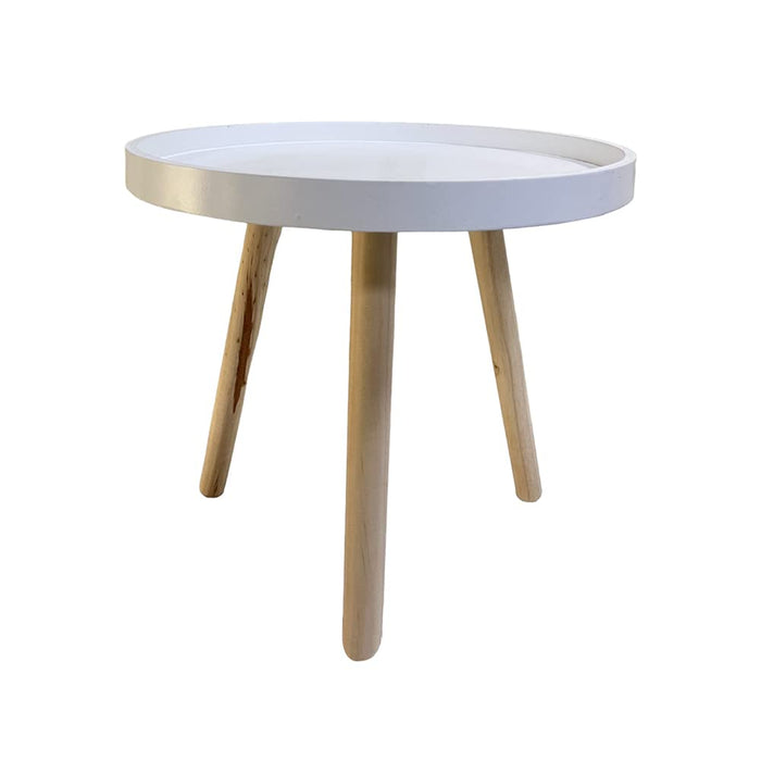 Round Stool Table Portable Wooden Stool, Antique Coffee Table for Living Room Side/Corner Table-White (Size: 11.8x9.8 Inch)