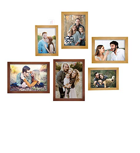 Art Street Set Of 6 Brown & Beige Wooden Wall Photo Frame, Picture Frame For Home Decor