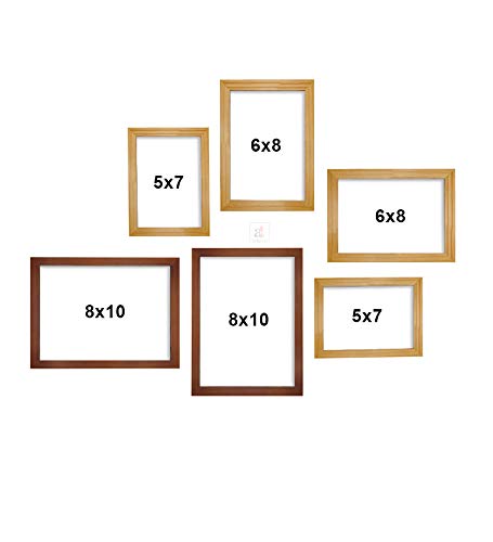 Art Street Set Of 6 Brown & Beige Wooden Wall Photo Frame, Picture Frame For Home Decor