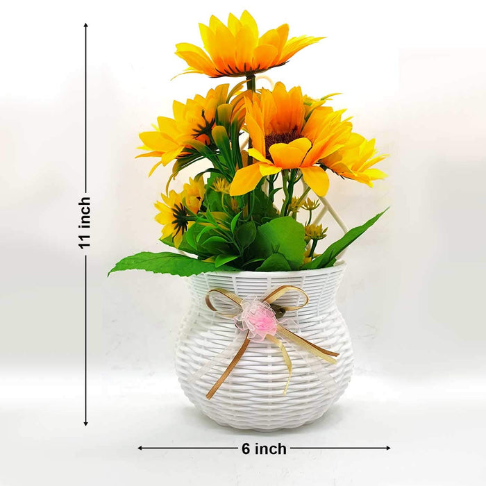 Artificial Sun Flower Plant Set of 2  With Pot For Wall Hanging.