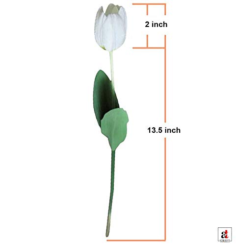 Set Of 10 Tulips Artificial Flowers With Stem Perfect For Home, Garden & Office Decorating - Size 16 x 6 Inch