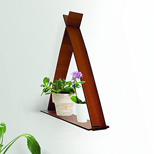 Triangle Wall Shelve, 1 Display Ledge Shelve Wide Panel for Bedroom Office Kitchen Living Room, 12" Deep, Brown