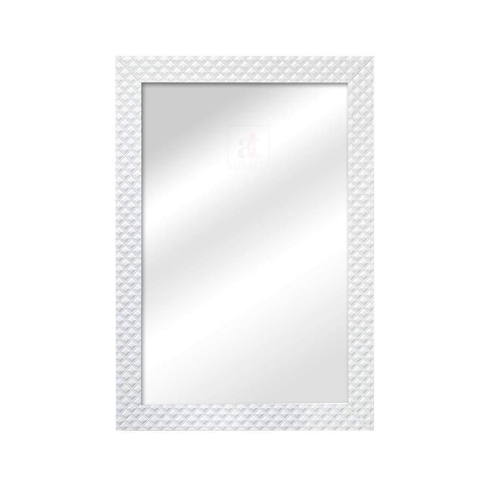 Marble Finish Wall Decorative Mirror For Home And Bathroom - 12 x 18 Inch, Color -White