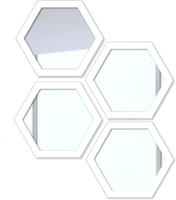 Decorative Wall Mirror Set of 4 Hexagon Wall Mirror for Wall ,Home Decoration & Wall Decoration, Size-12.7x11 Inches