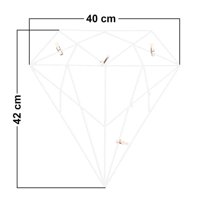 White Color Diamond Shape DIY Metal Photo Grid Wall for Photo Hanging