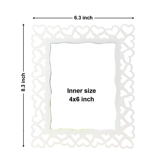 Set Of 2 Decoralicious White Heart Table Photo Frame For Home Decor