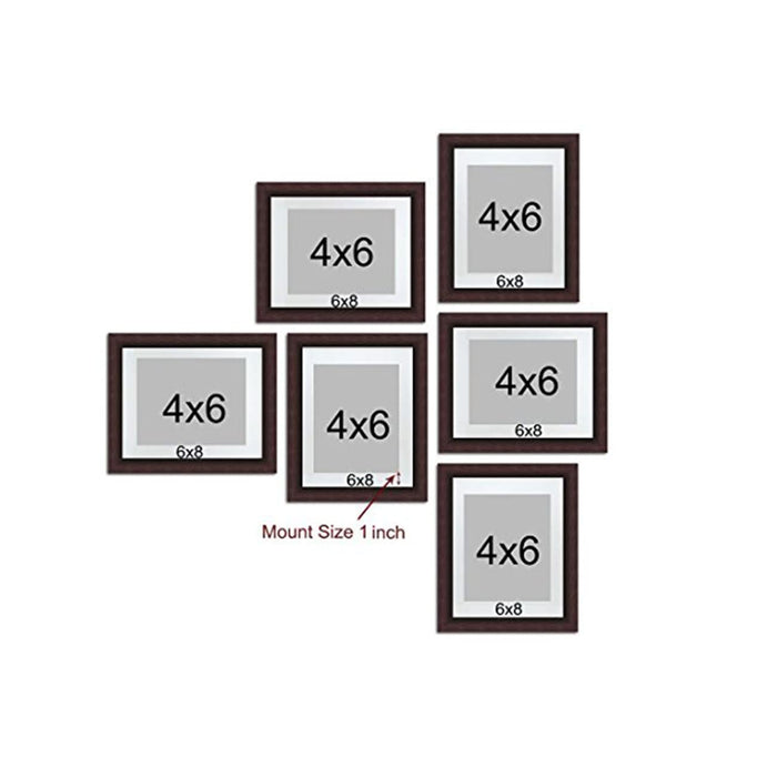 Art Street Set of 6 Individual Wall Photo Frame Black ( Size 6x8 matted to  4x6 )