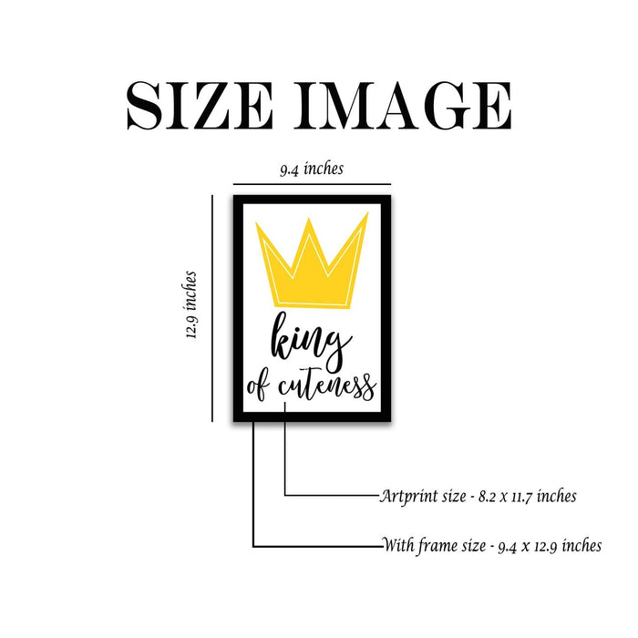 ‎Art Street King of Cuteness Framed Art Print For Kids Room, Home, Wall Hanging Decor & Living Room Decoration I Modern Luxury Decorative gifts (9.4 x 12.9 Inches)