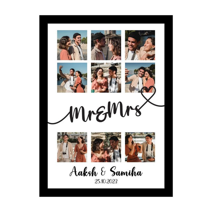 SNAP ART Personalized Mr. & Mrs. with 9 Photo Collage print Customized Gift (8.9x12.8 Inch)