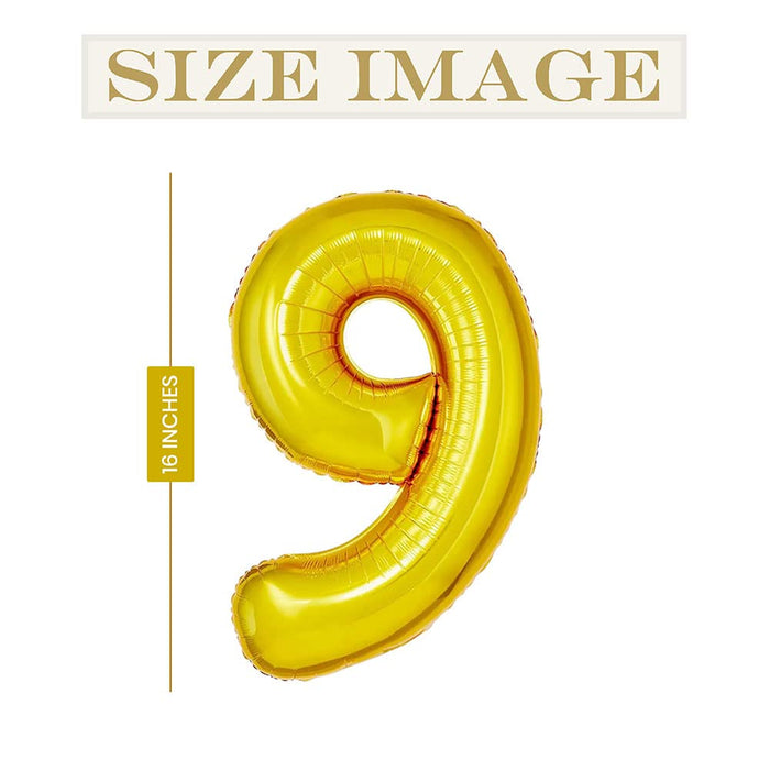 Art Street Gold 9 Balloon 16 Inch Birthday Foil 9 Number Helium Balloon Party Decoration Golden Pack of 1 | 9 Year No. Balloons Birthday/Anniversary