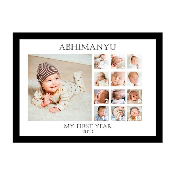 SNAP ART Personalized Baby First Anniversary with Year 13 Photo Collage print Framed gift (8.9x12.8 Inch)