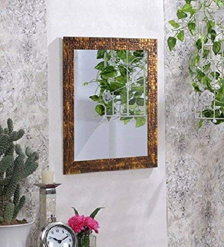 Lavaliere Fiber Wood Wall Mirror Inner Size 12 x 18 inch, Outer Size 15 x 21 inch -Antique Copper