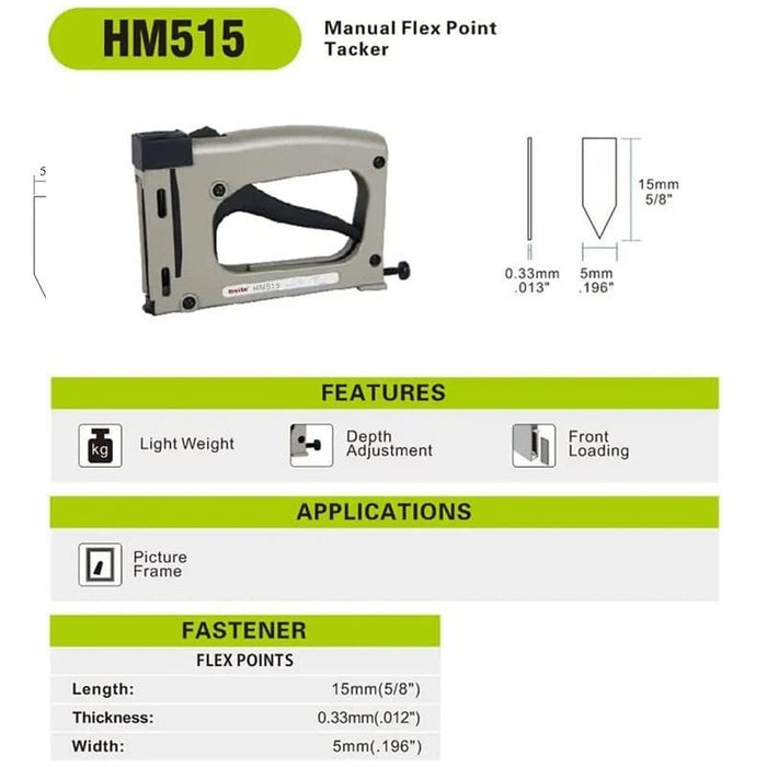 Nailer HM515 Frame Tacker Manual Nailer, Snap Frame Nail Gun Nailer Headless Nail Pinner for 15mm, Comfortable Grip Fast Nailing for Carpentry by Wall Essential