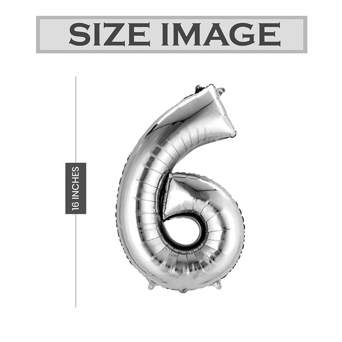 Art Street Silver 6 Balloon 16 Inch Birthday Foil 6 Number Helium Balloon Party Decoration Silver Pack of 1 | 6 Year No. Balloons Birthday/Anniversary