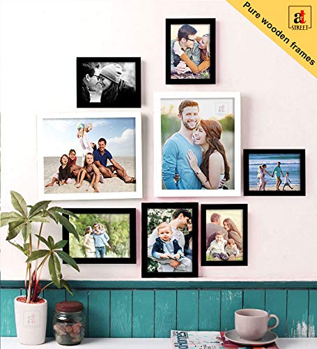 Art Street Set Of 8 Black & White Wooden Wall Photo Frame, Picture Frame for Home Decor