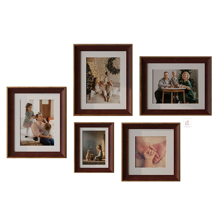 Art Street Set of 5 Adoring Premium 3D Photo Frame for Home Décor (Brown, 8x8, 6x10, 8x10 Inches)
