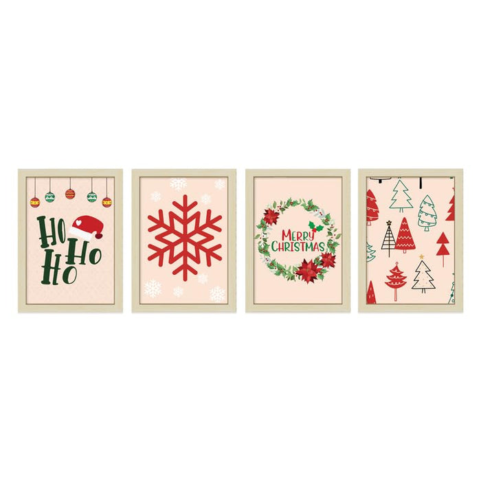 Art Street Gallery Wall Art Set, Christmas Prints, Set Of 4, Merry Christmas Bundle (8.9x12.8 Inch, A4)